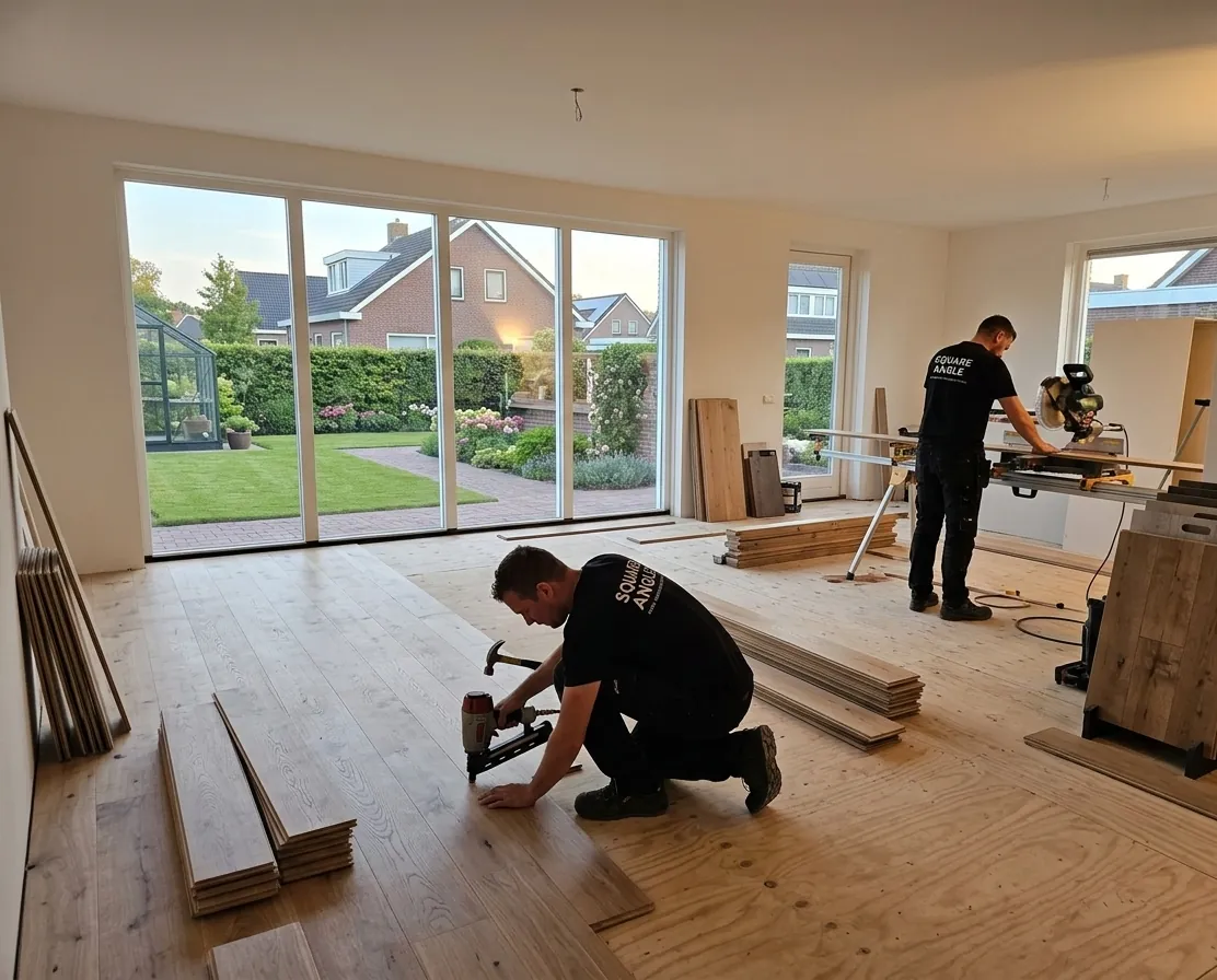 Craftsmen installing premium flooring